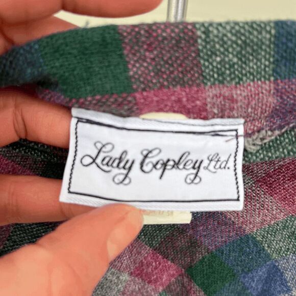 Vintage 50s Lady Copley Purple Plaid Light-Weight Wool Skirt Union Made - Picture 4 of 9